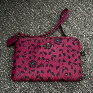 Coach Magenta Floral Wristlet